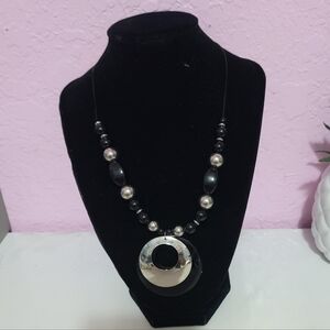 G.H. Bass & Co. Statement Black and Silver Pendant Necklace
